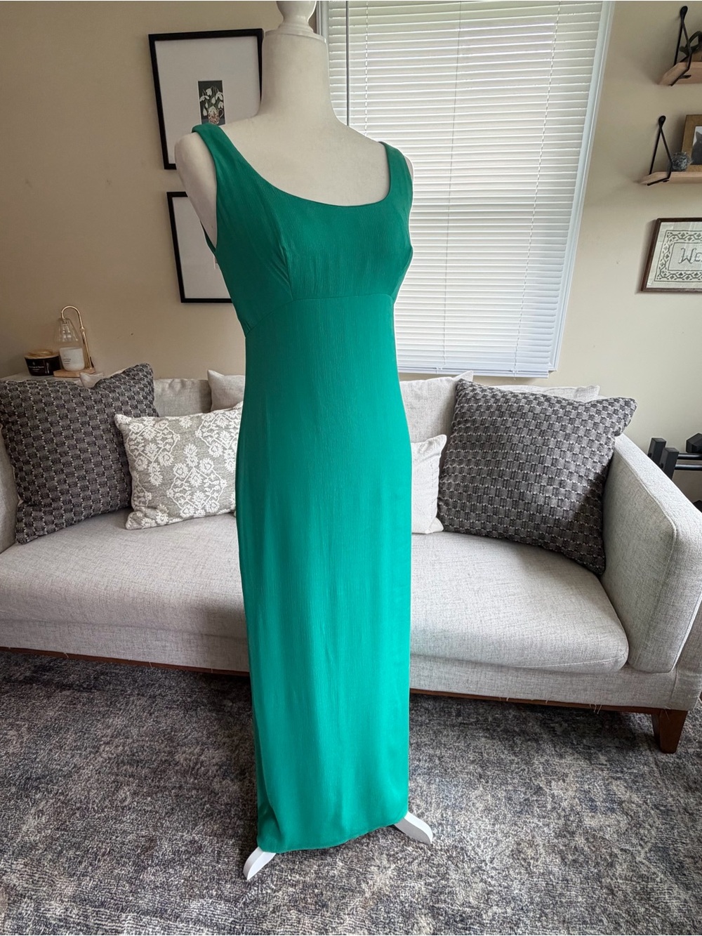 Sleeveless Emerald Green Maxi Dress | Vintage | Mardi Gras | Size XS or S